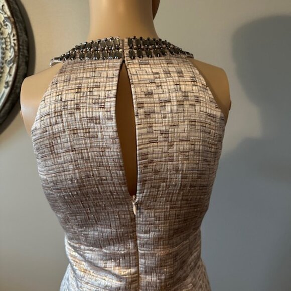 MAGGY LONDON GOLD METALLIC DRESSY SHIFT DRESS - Picture 4 of 6